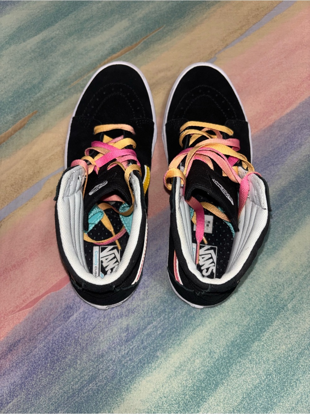Vans ComfyCush SK8-Hi Black Suede Colorful Laces - JUNIORS 7 / women’s 8.5 - Picture 7 of 10